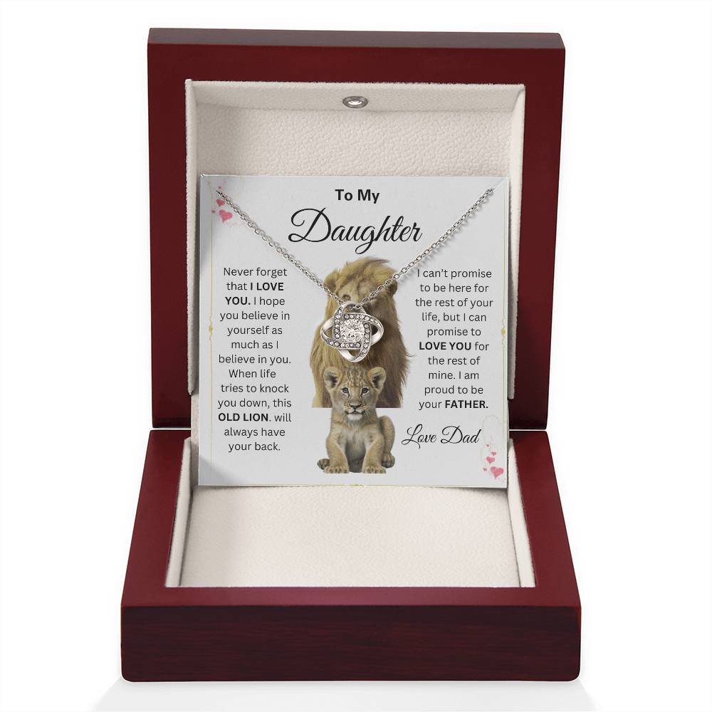 To My Daughter Love Knot Necklace This old Lion