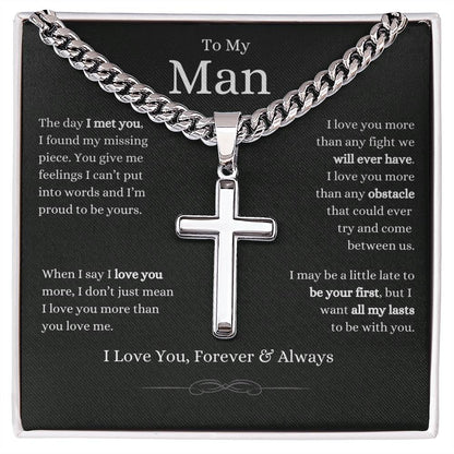 To My Man, Artisan Cross Cuban Link Chain