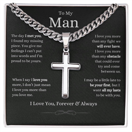 To My Man, Artisan Cross Cuban Link Chain