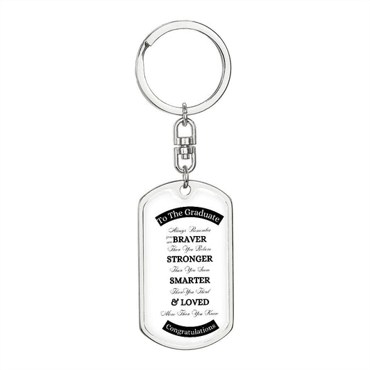 To The Graduate Dog Tag Swivel Key Chain