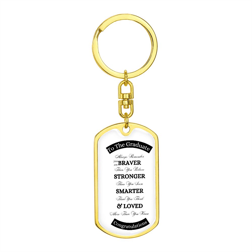 To The Graduate Dog Tag Swivel Key Chain