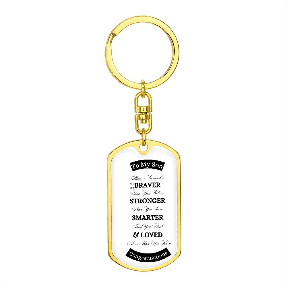 To My Son Graduate Swivel Key Dog Tag Key Chain