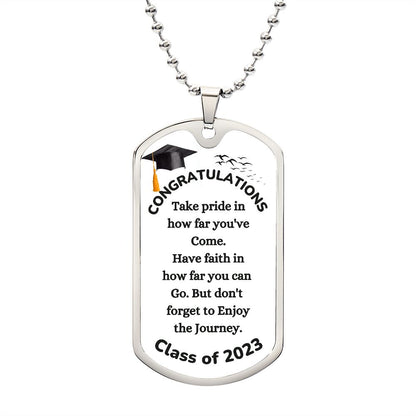 Congratulation Graduation Dog Tag Chain