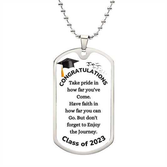 Congratulation Graduation Dog Tag Chain