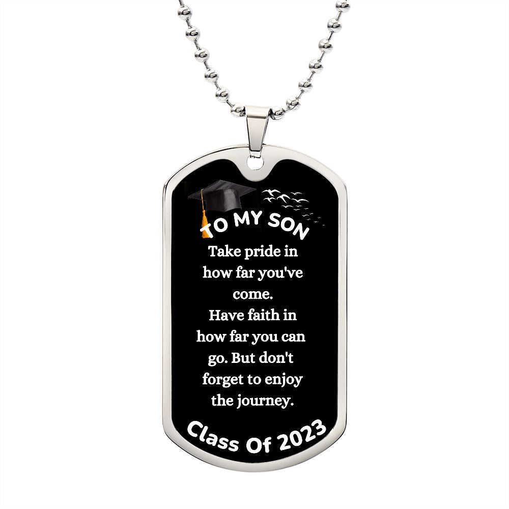 To My Son Graduation Dog Tag Chain
