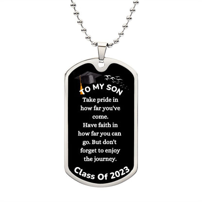To My Son Graduation Dog Tag Chain