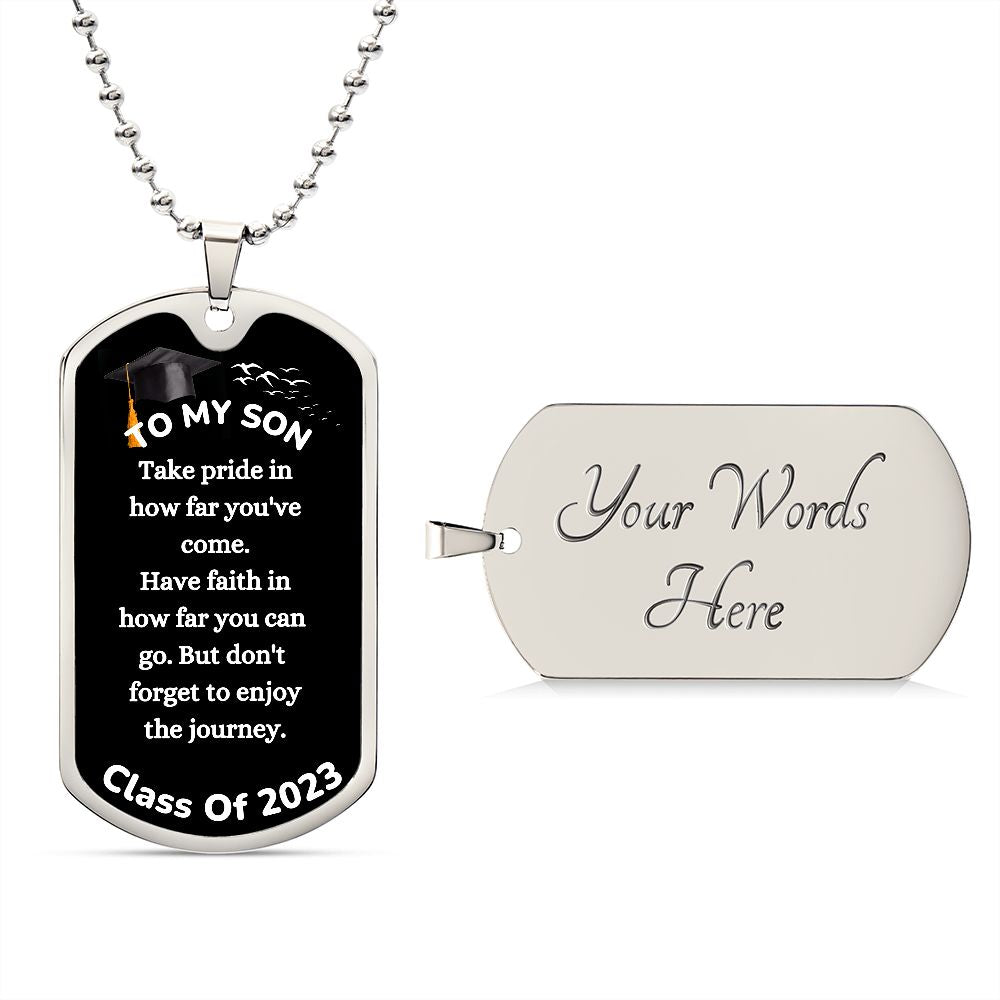 Congratulation Graduate Son Dog Tag Chain