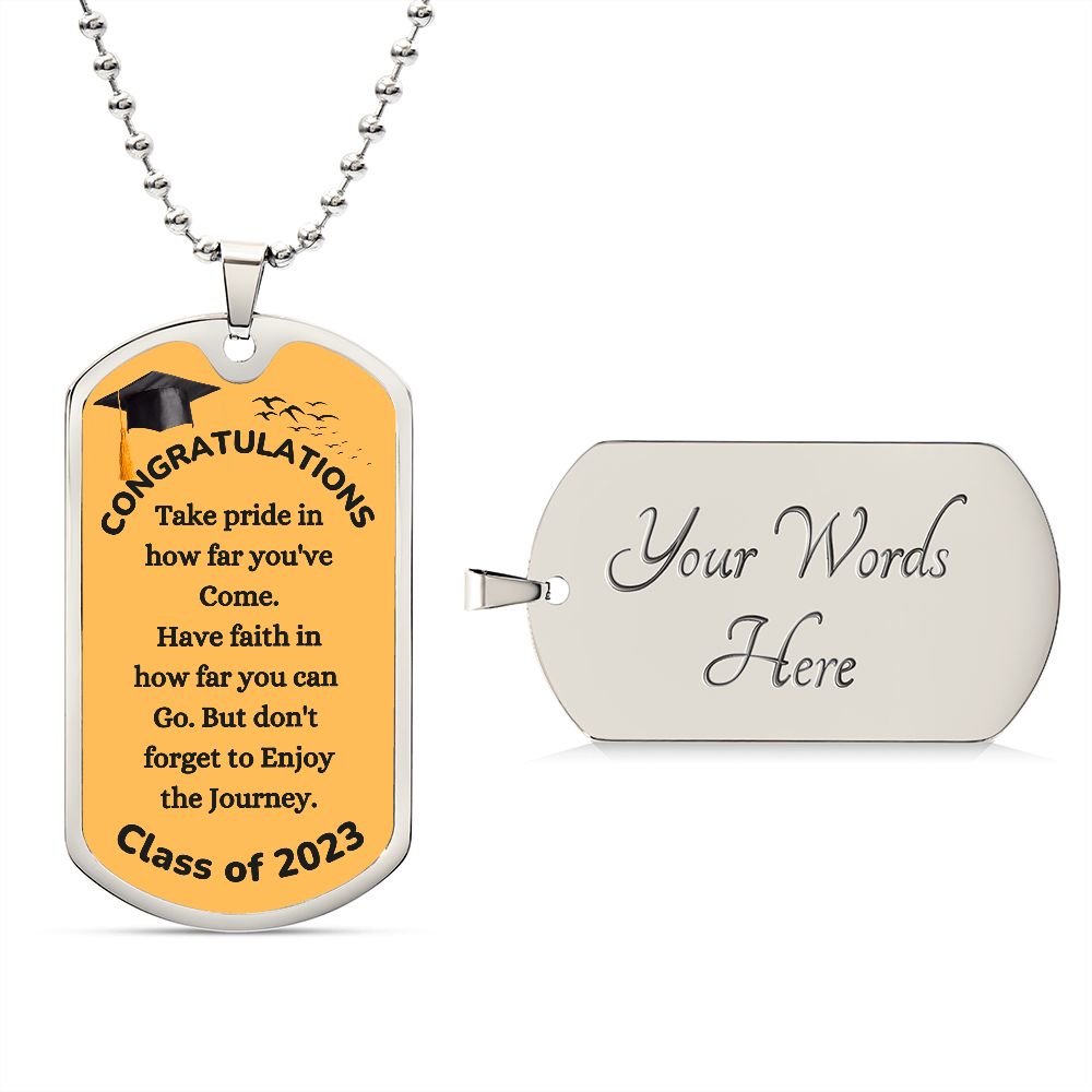 Graduation dog tag necklace discount