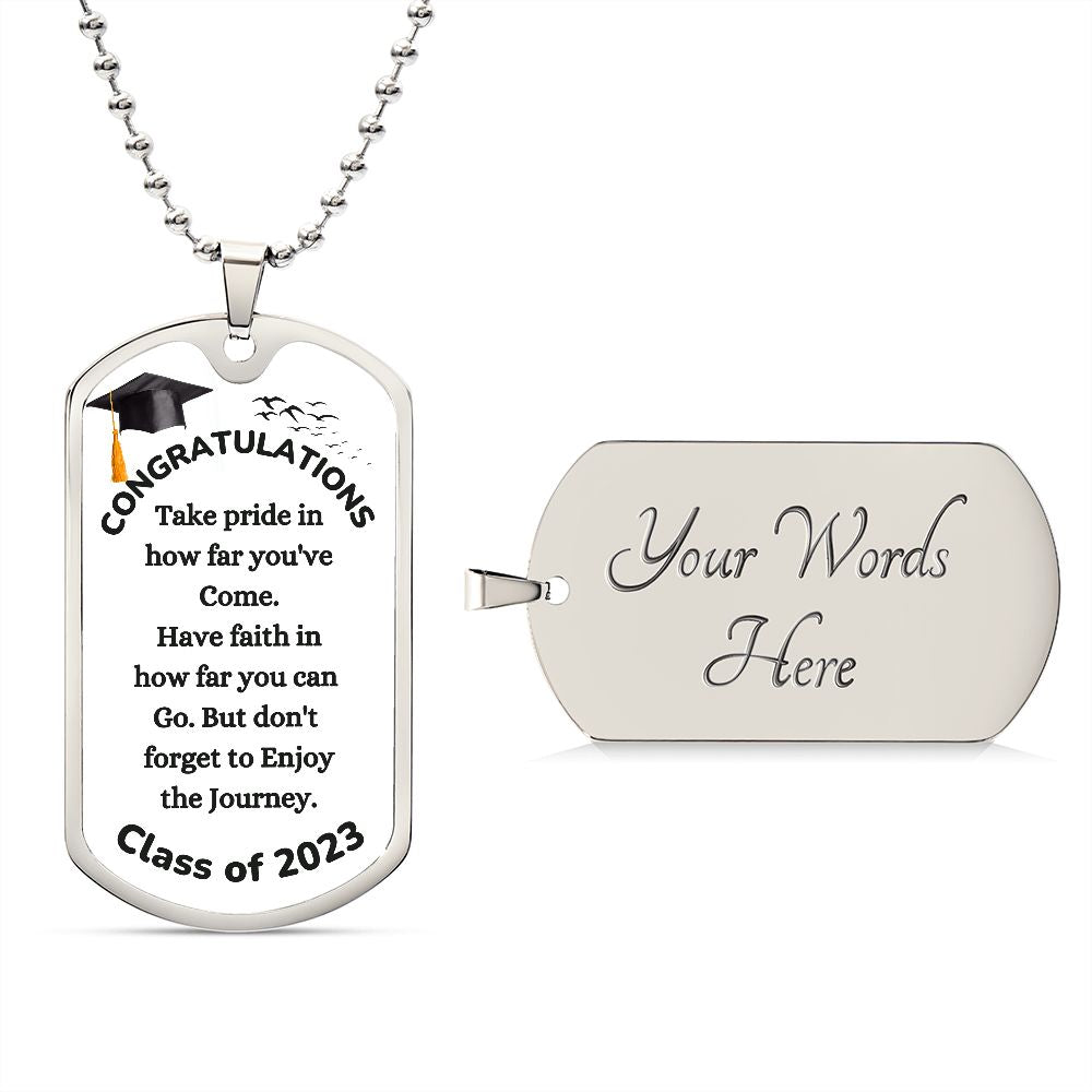 Congratulation Graduation Dog Tag Chain