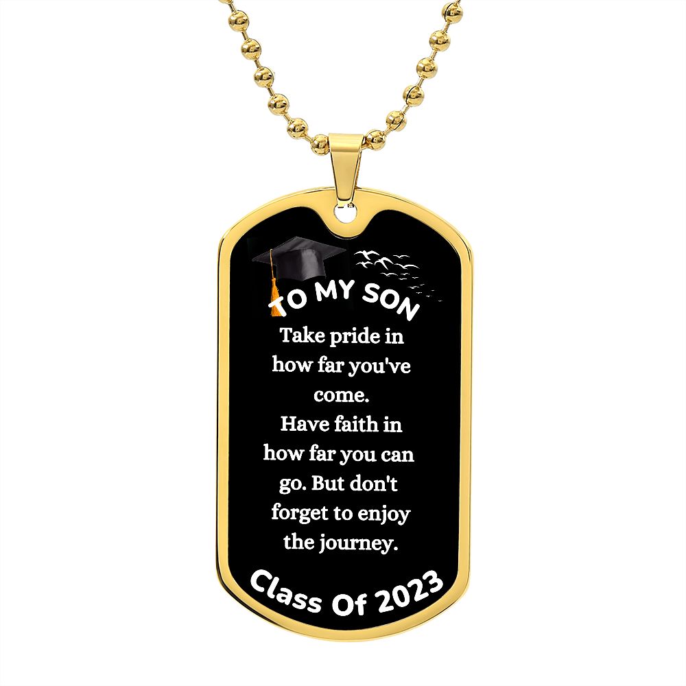 Congratulation Graduate Son Dog Tag Chain