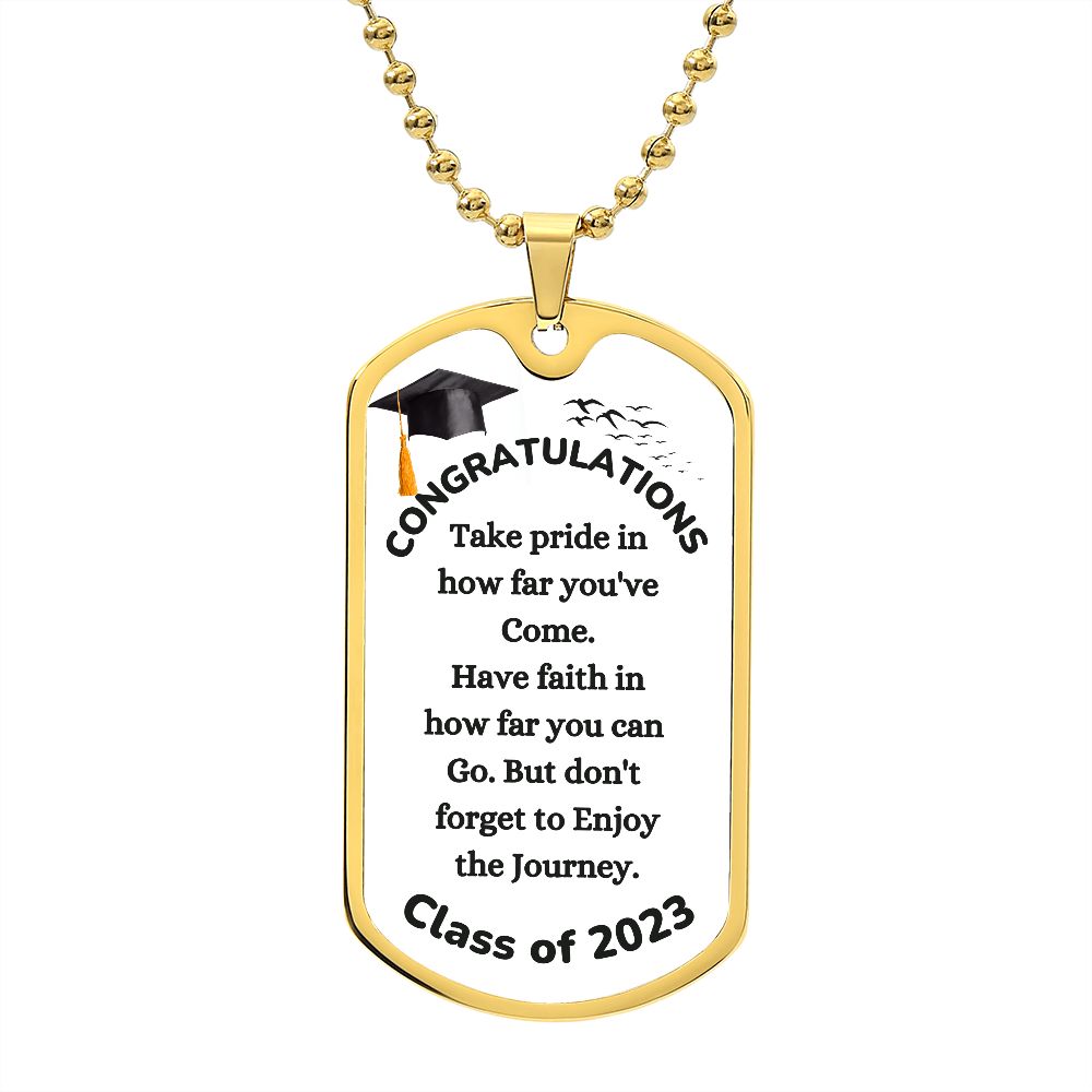 Congratulation Graduation Dog Tag Chain