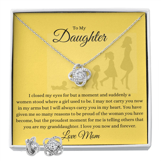To My Daughter Gorgeous Love Knot Earring & Necklace
