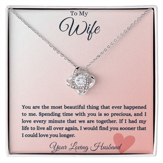 To My Wife Heart Love Knot Necklace