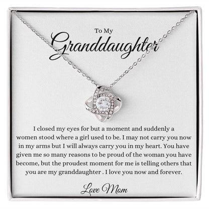 To My Granddaughter Love Knot Necklace