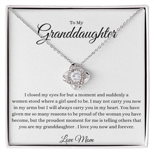 To My Granddaughter Love Knot Necklace