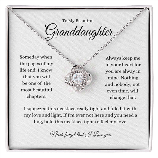 To My Beautiful Granddaughter Love Knot Necklace