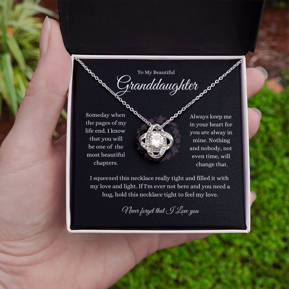 To My Beautiful Granddaughter Love Knot Necklace