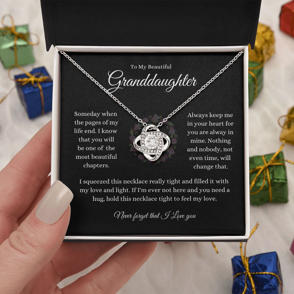 To My Beautiful Granddaughter Love Knot Necklace