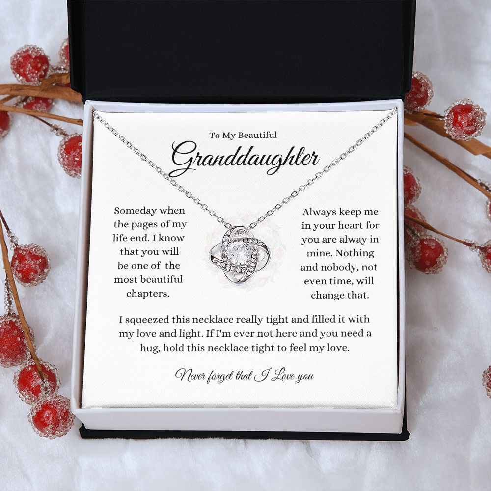 To My Beautiful Granddaughter Love Knot Necklace