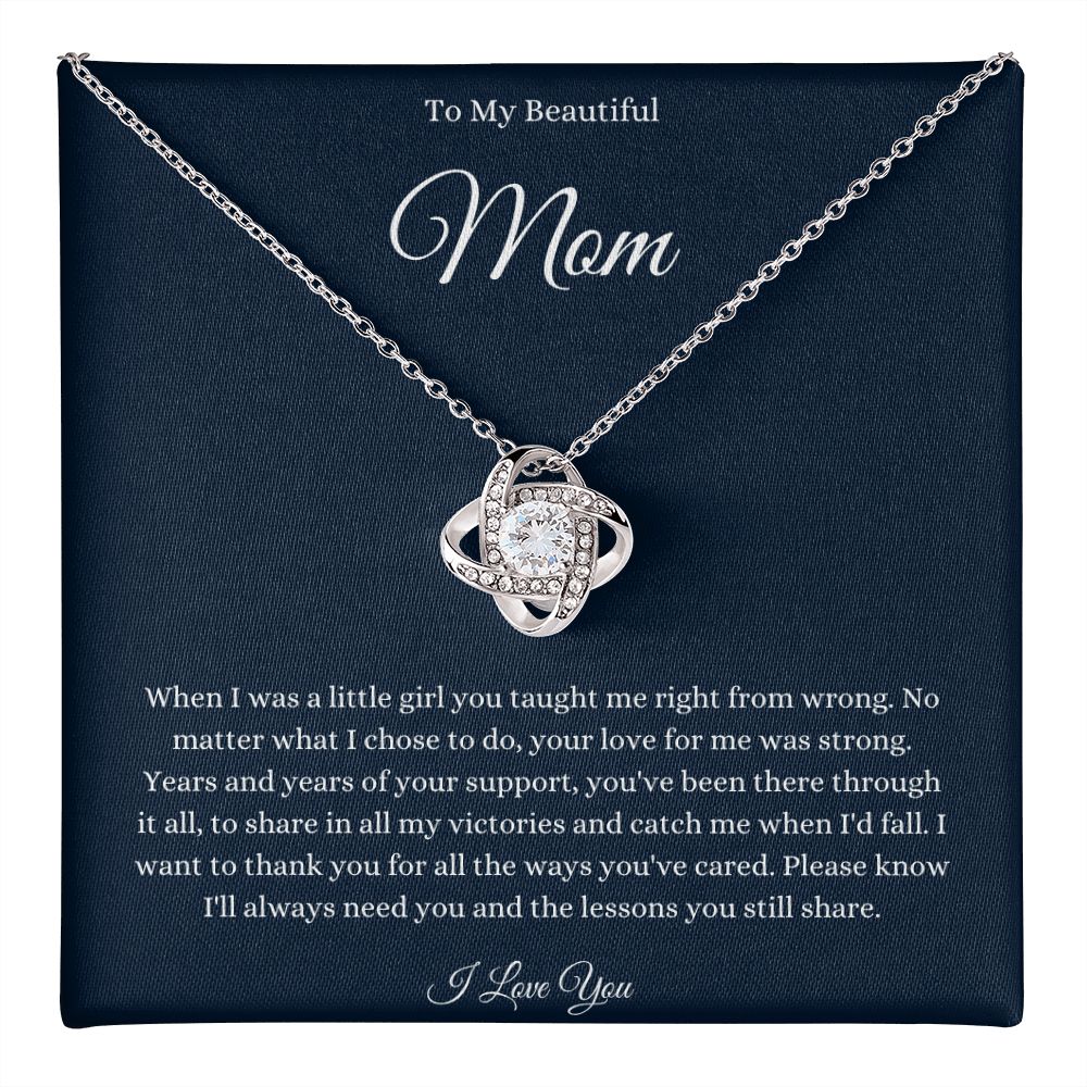 To My Beautiful Mom Love Knot Necklace