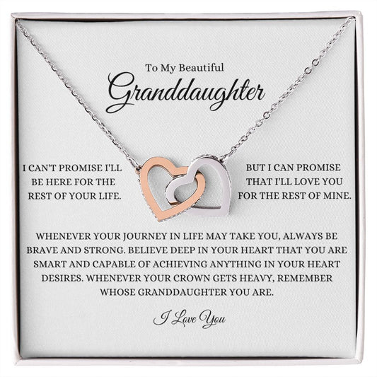To My Beautiful Granddaughter Interlocking Hearts Necklace