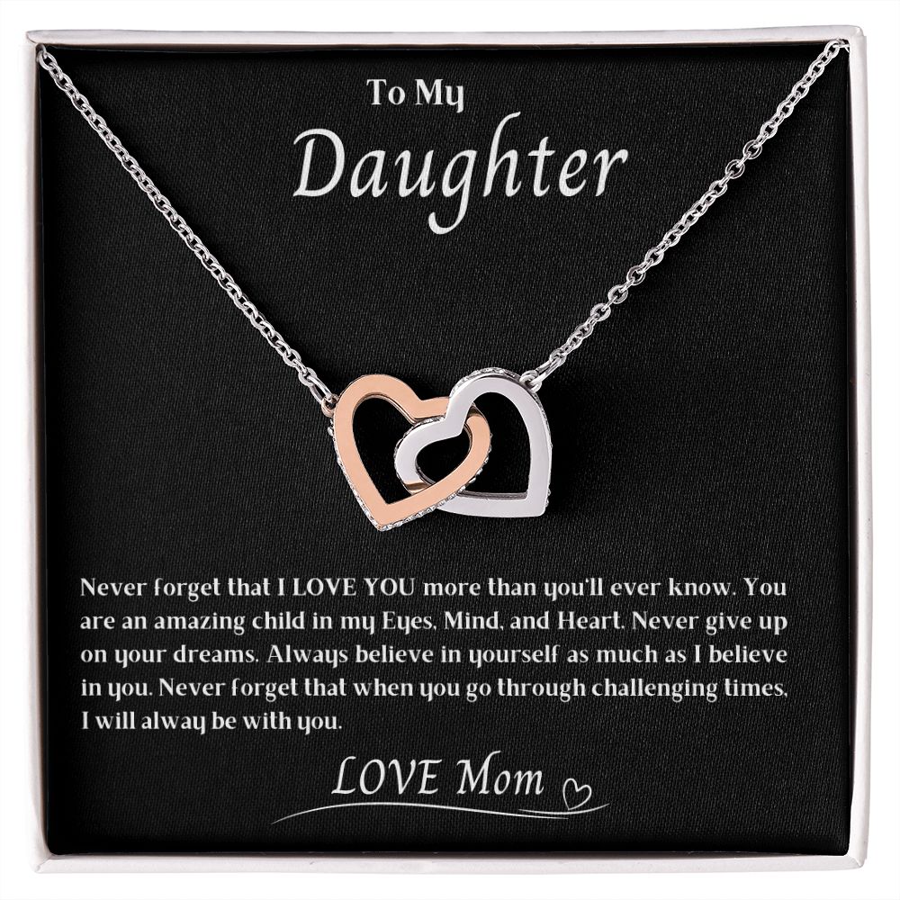 To My Daughter Interlocking Hearts necklace