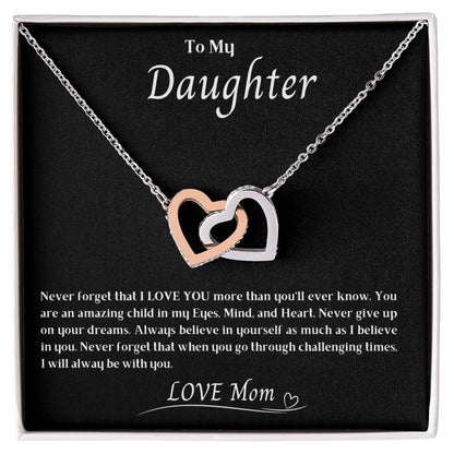 To My Daughter Interlocking Hearts necklace