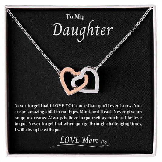 To My Daughter Interlocking Hearts necklace
