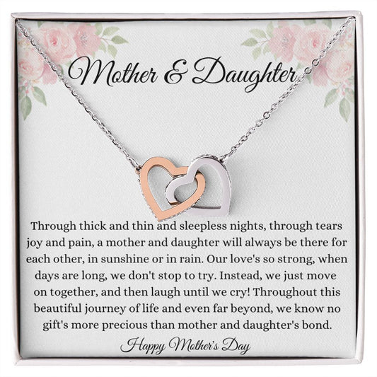 Mother and Daughter Interlocking Hearts Necklace - I Love You