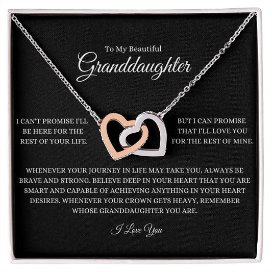 To My Beautiful Granddaughter Interlocking Hearts Necklace