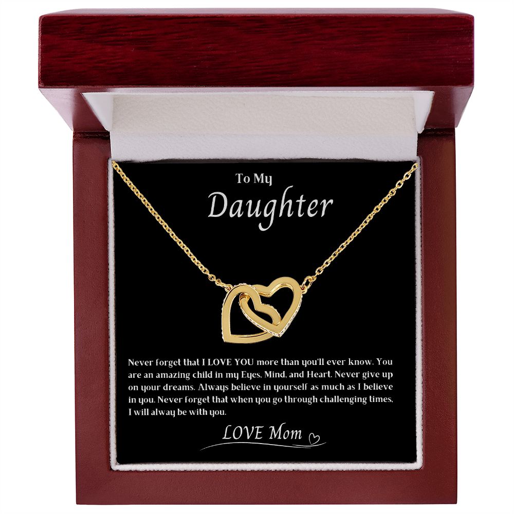 To My Daughter Interlocking Hearts necklace