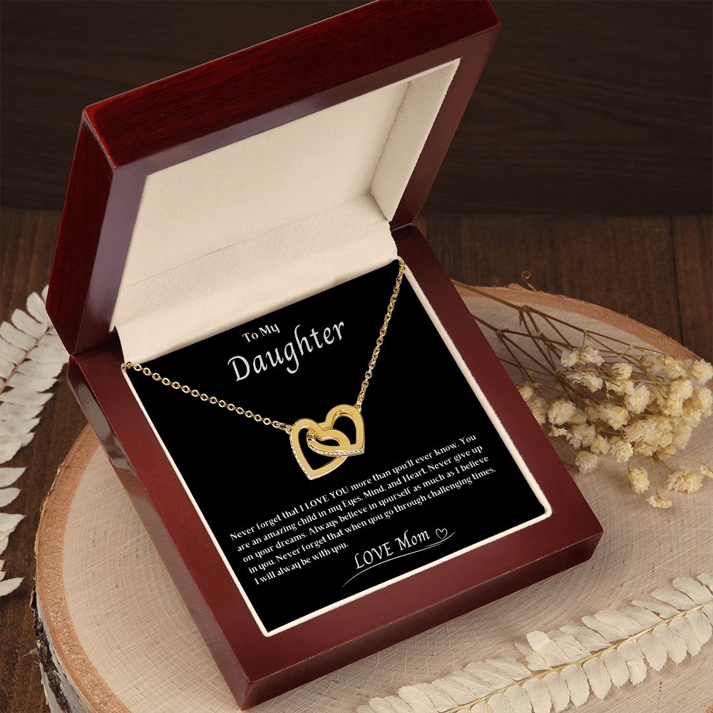 To My Daughter Interlocking Hearts necklace
